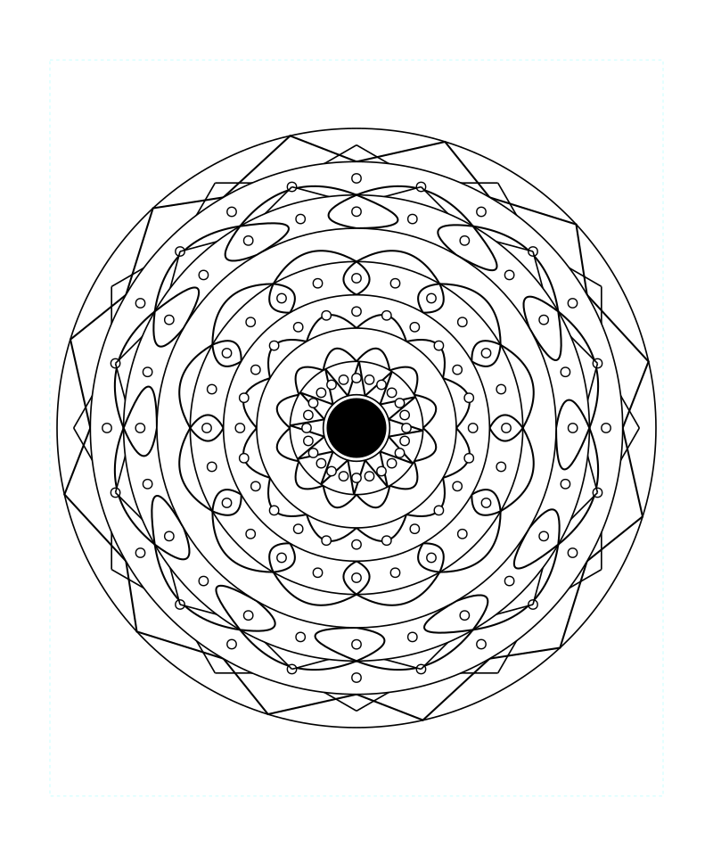 Cosmic Geometry Mandala Circular Symmetry Coloring Page