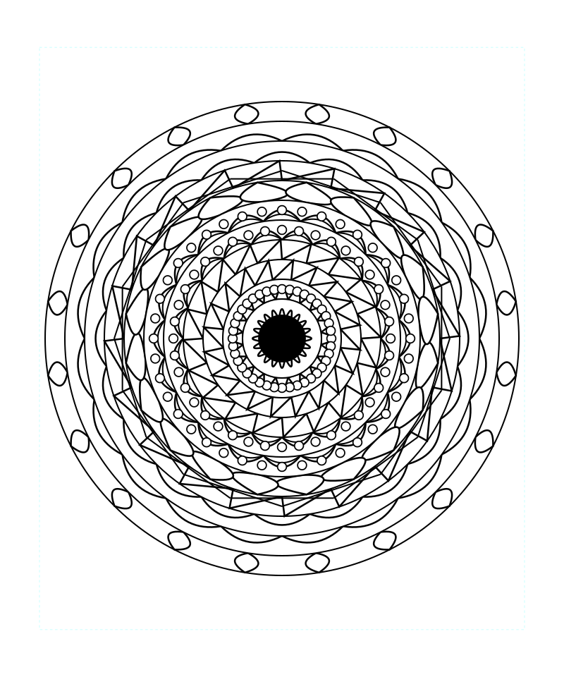 Cosmic Geometry Mandala Intricate Line Art Coloring Page