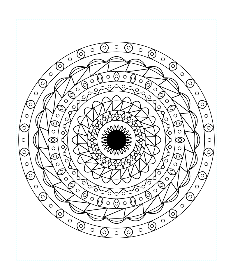 Cosmic Sacred Geometry Mandala Detailed Coloring Page
