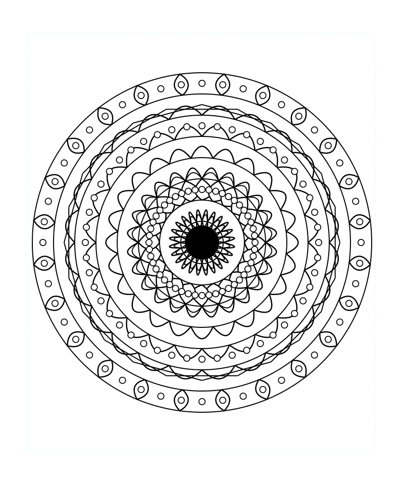 Cosmic Sacred Geometry Mandala Meditation Coloring Page Free Svg