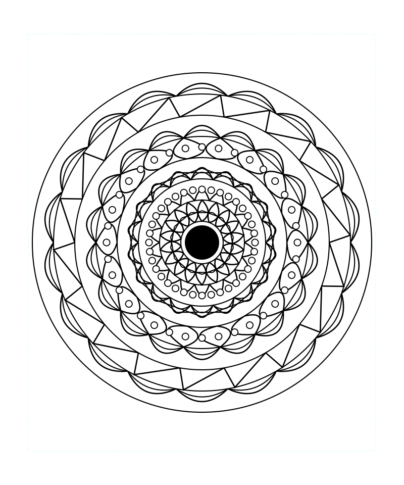 Golden Ratio Sacred Geometry Mandala Coloring Page