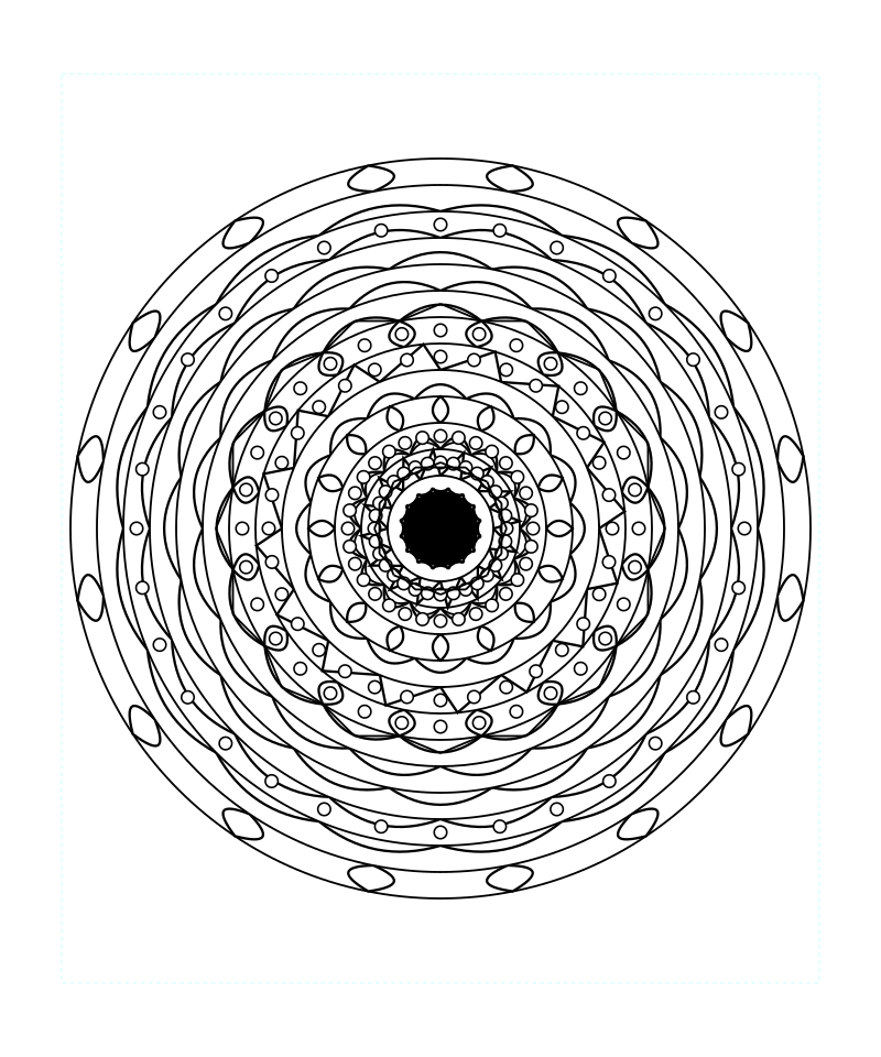 Infinite Temple Geometry Mandala Coloring Page
