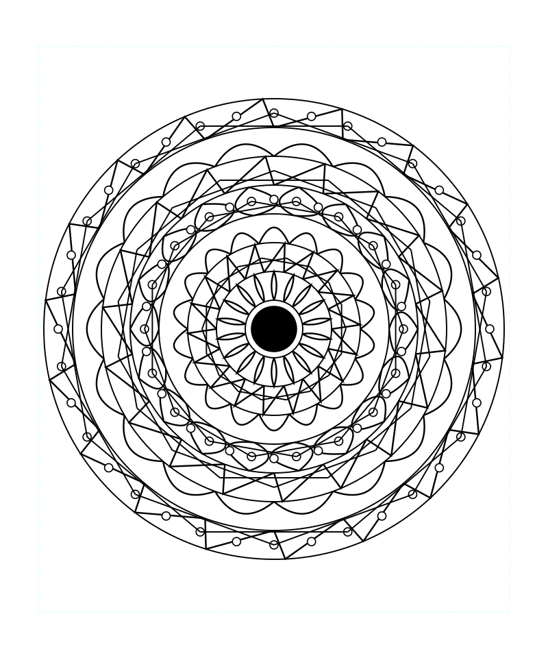 Lotus Geometry Mandala Line Art Coloring Page Printable