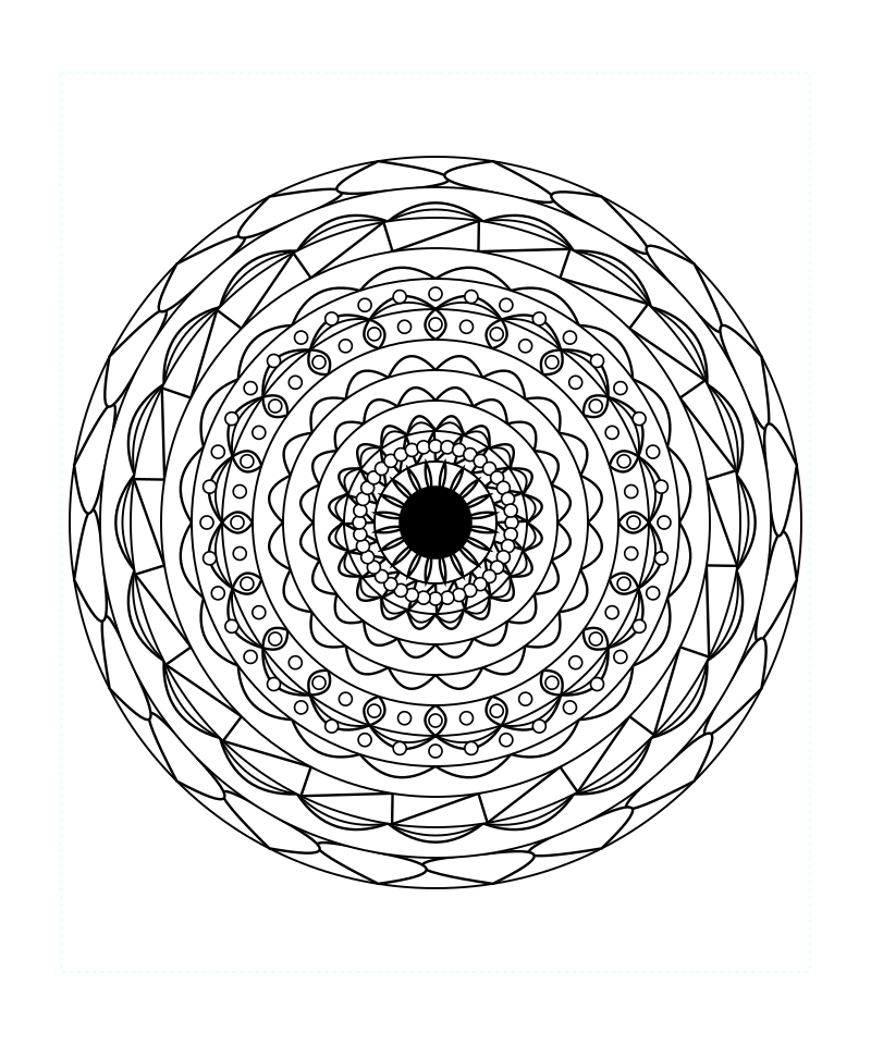 Lotus Geometry Mandala Relaxation Coloring Page Free Svg