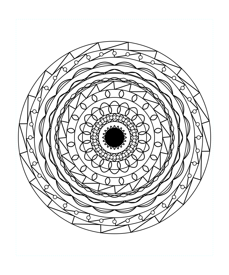 Radiant Cosmic Geometry Mandala Coloring Page