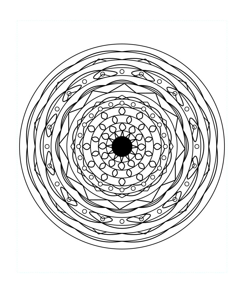 Radiant Energy Geometry Mandala Coloring Page
