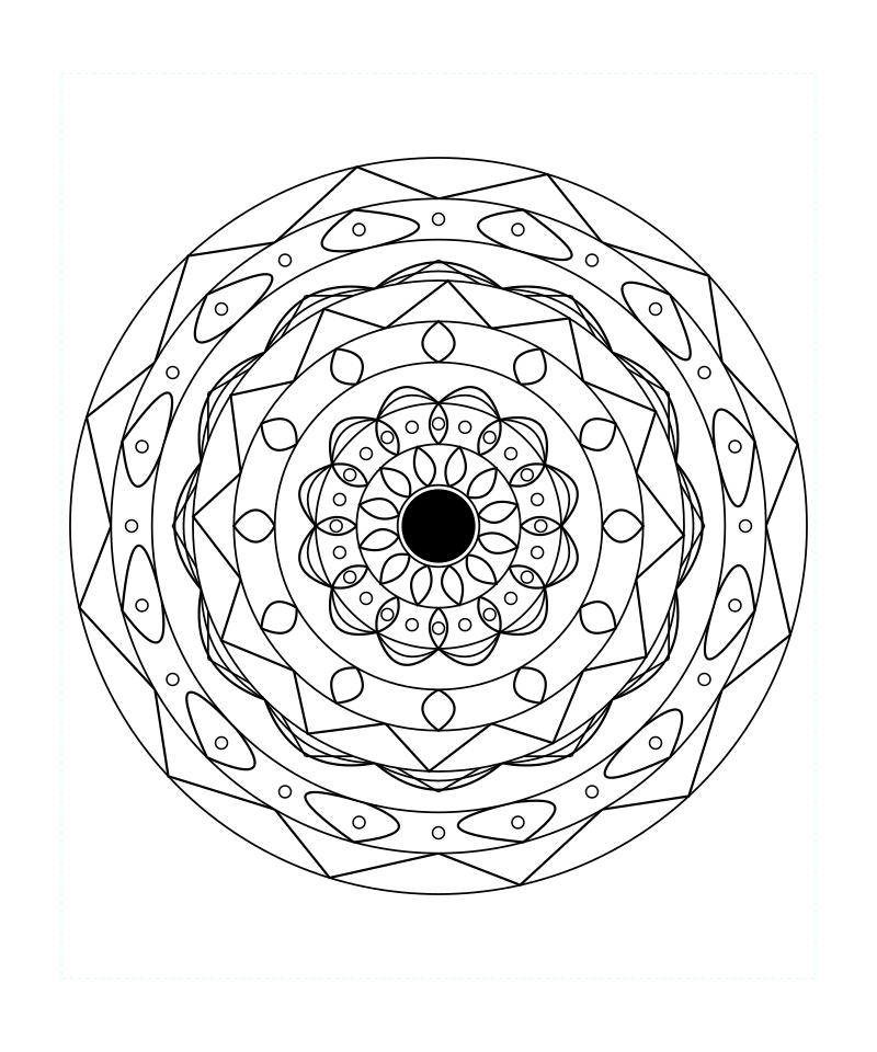 Radiant Light Geometry Mandala Coloring Page