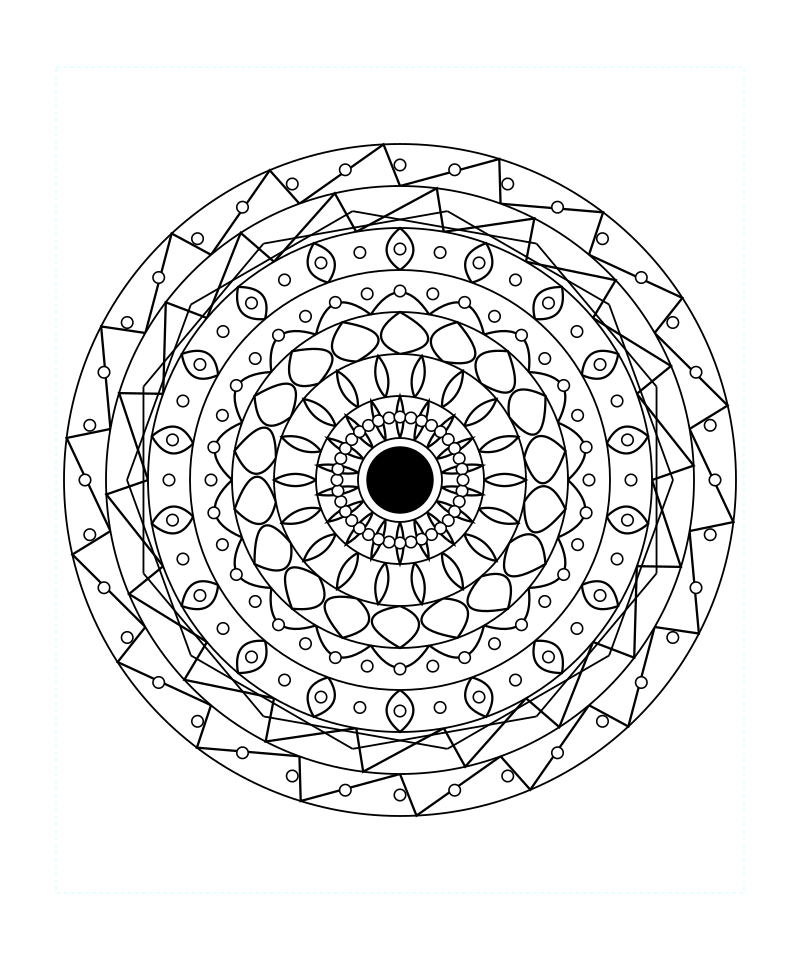 Sacred Cosmic Lotus Mandala Coloring Page