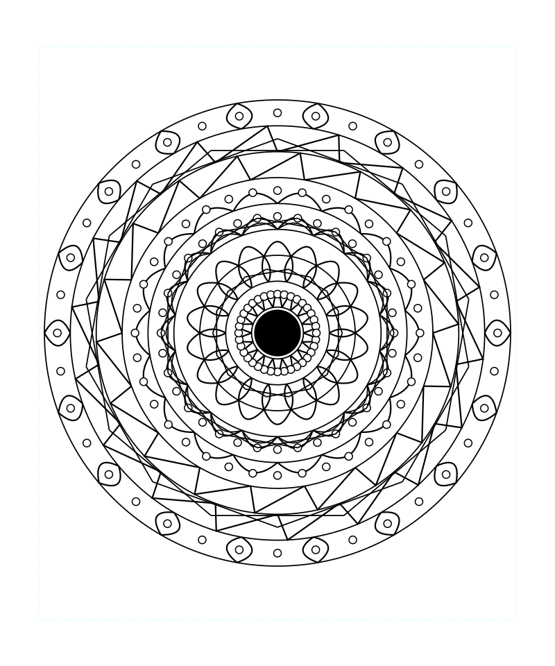 Sacred Floral Symmetry Mandala Coloring Page
