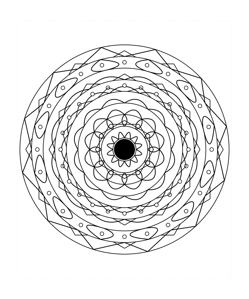 Sacred Geometry Mandala Crystal Symmetry Coloring Page