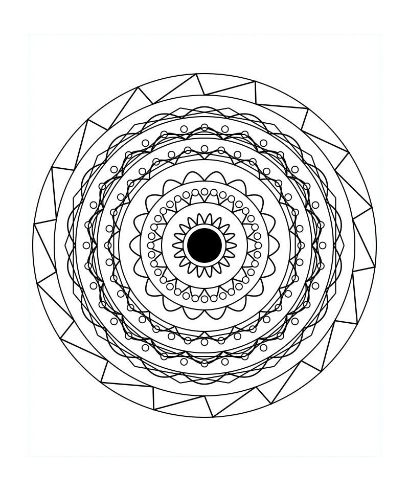 Sacred Geometry Mandala Harmonic Geometry Coloring Page