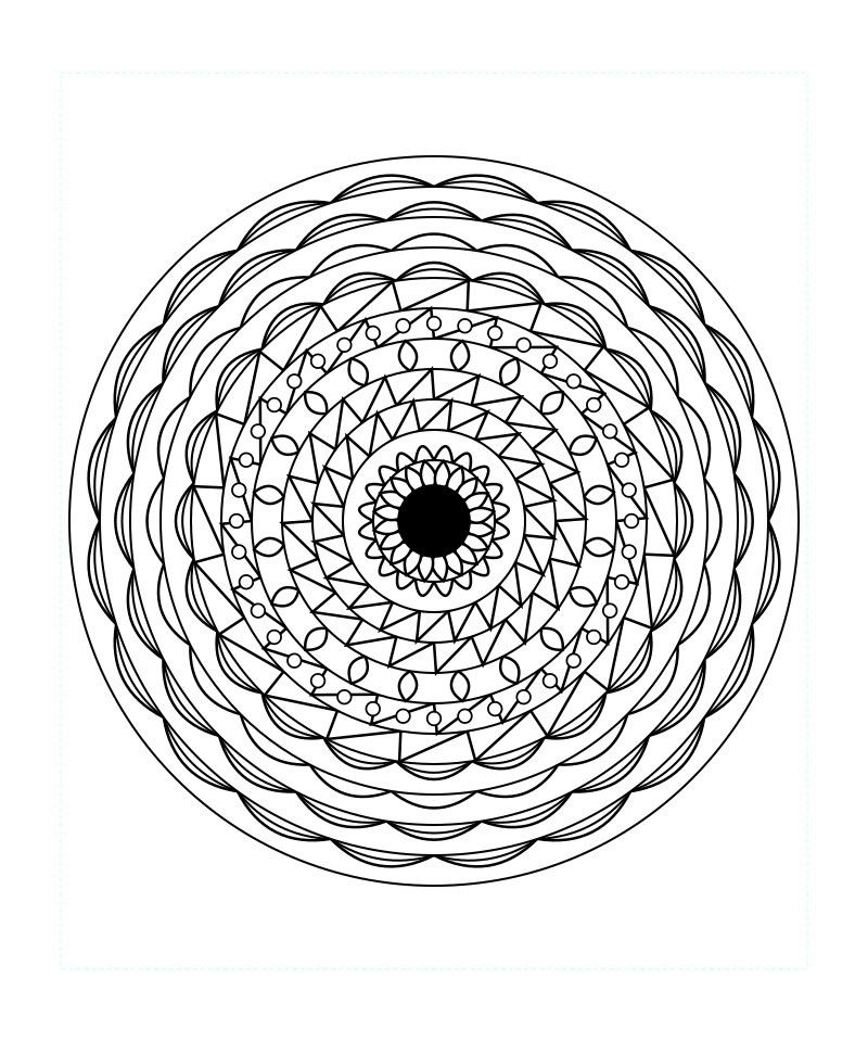 Sacred Geometry Mandala Radial Line Art Coloring Page