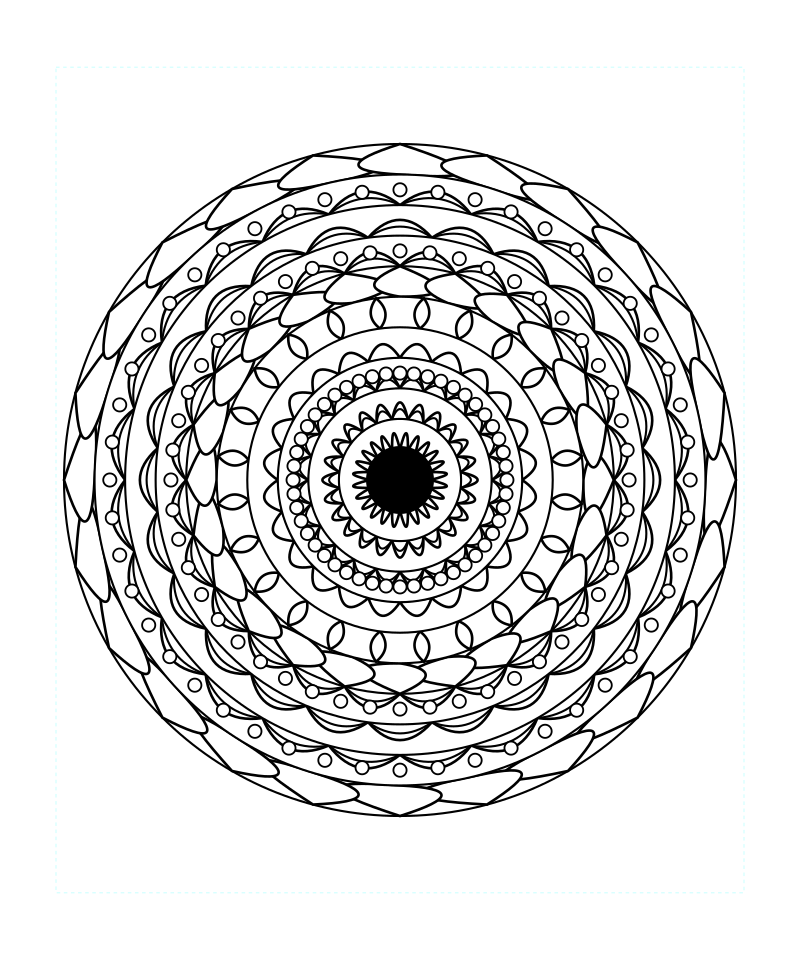 Sacred Geometry Mandala Temple Peace Coloring Page