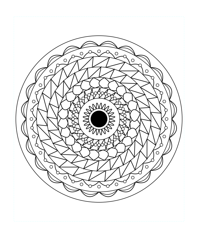 Sacred Light Symmetry Mandala Coloring Page