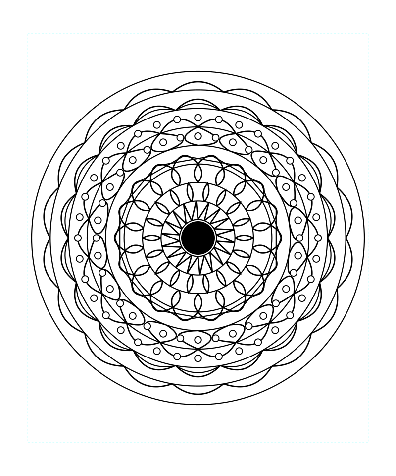 Sacred Lotus Circle Mandala Coloring Page