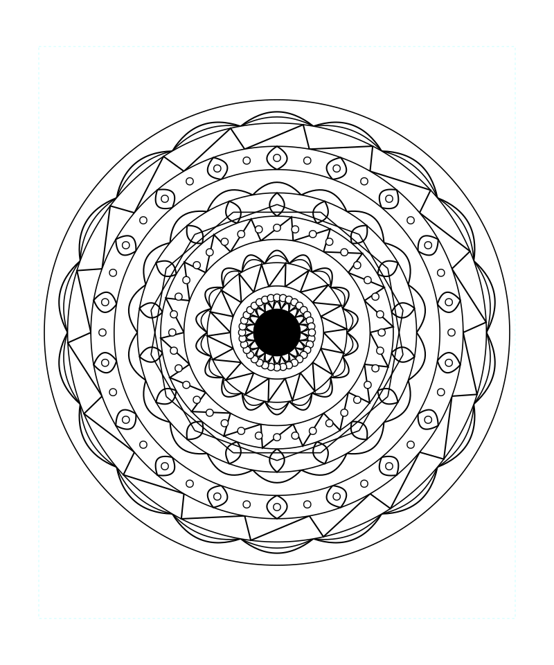 Star Geometry Mandala Relaxation Coloring Page Free Svg
